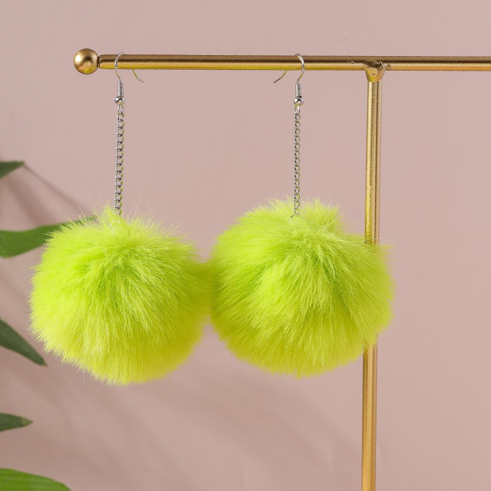 Colorful Fluffy Plush Pom Pom Earrings Soft Faux Rabbit Fur Ball Earrings for Women Girls Party Holiday Jewelry Gifts