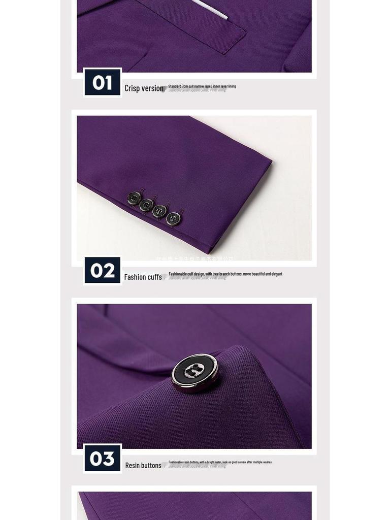 Korean Yellow Double Button Men's 6XL Slim Fit Casual Suit Jacket - Non-Iron