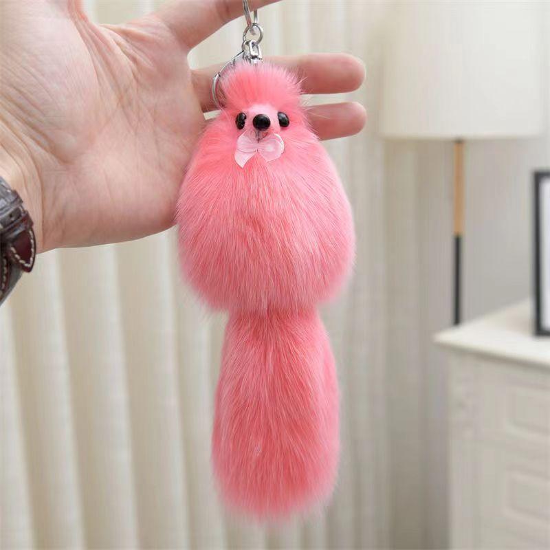 Cute Fox Car Keychain Pendant Plush Fur Doll Bag Hanging Decoration Gift