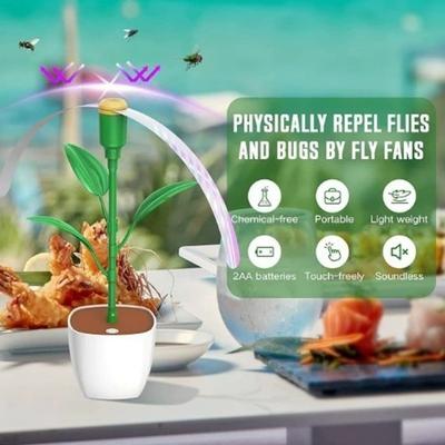 Picnic Fan Portable Desktop Fly Fan Flower Pot Foldable Fly Repellent Fan Soundless Safe Food Fan Outdoor