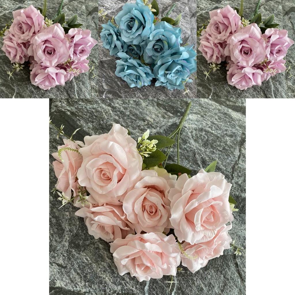 Mazzo di Rose Artificiali con 7 Steli per Decorazione Casa Pianta da Interno Composizione Regalo