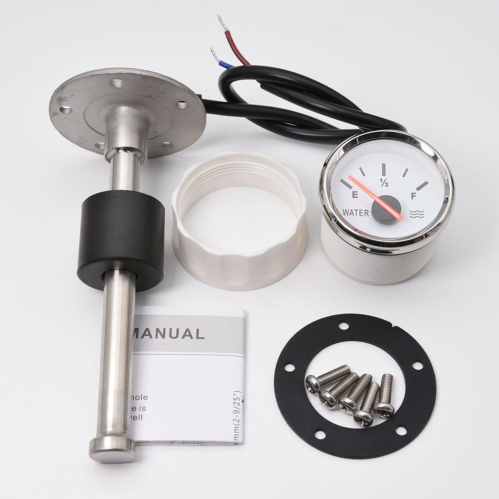 0~190ohms Tanks Sensor + 2"52mm Water Level Pointer Gauge With Red Backlight 100-500MM Water Level SENSOR  for Car Boat RV 9-32V