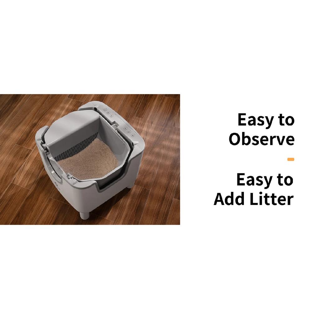 F6 Self-Cleaning Litter Box - Open-Top Automatic Cat Litter Box with Odor Control, Safety Features, and Easy Maintenance