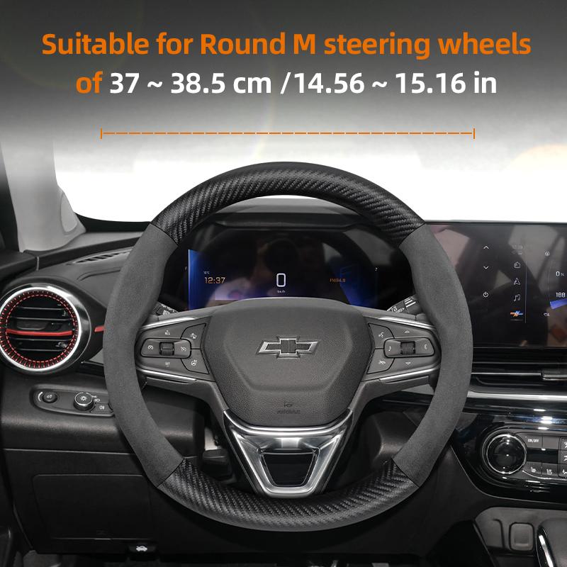 Suitable for Chevrolet Suede Matte Carbon Fiber Texture Steering Wheel Cover Suitable for Celze Spark Captiva Orlando Lacetti Equinox Malibu