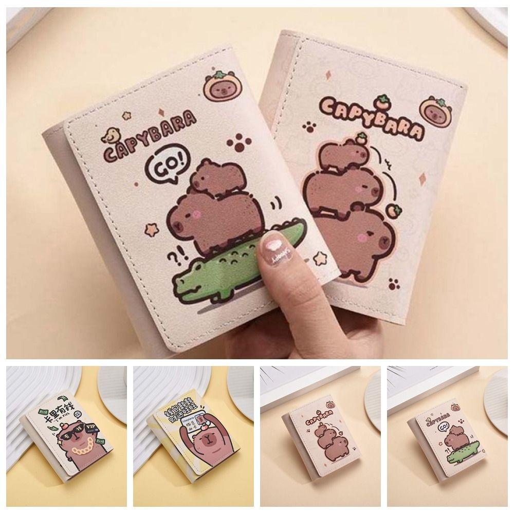 Large Capacity PU Three-fold Purse Cute Cartoon Coin Pouch Portable Capybara Wallet  Work