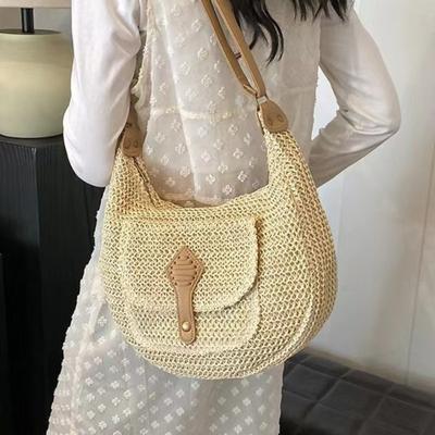 New Large-capacity Straw Woven Bag Versatile Woven Messenger Bag Women's Seaside Vacation Beach Tote Bag Women's