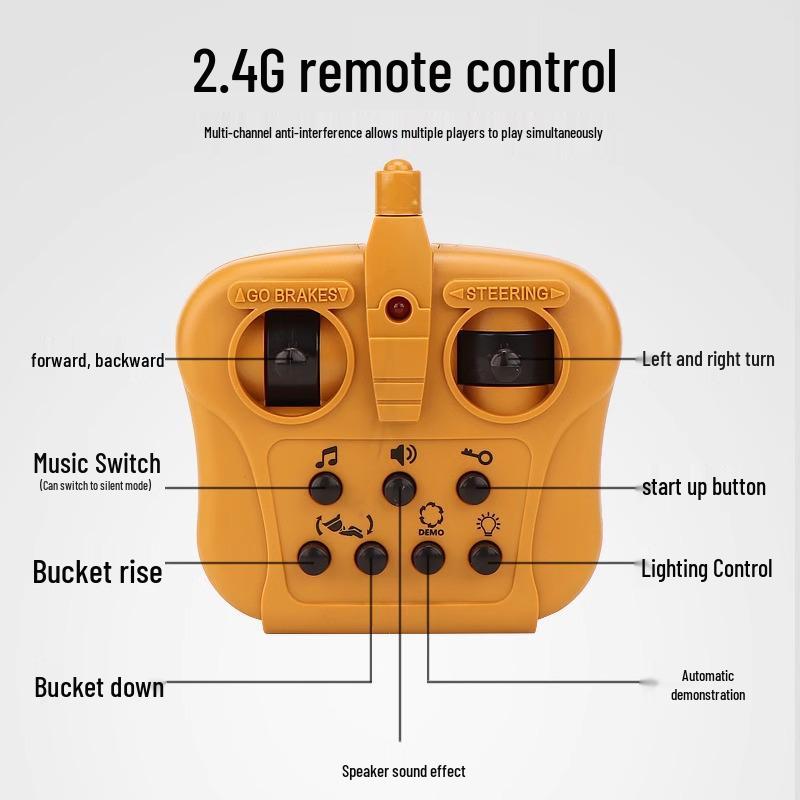 Children's Remote Control Alloy Bulldozer Toy - Drop-Resistant Electric Loader for Kids