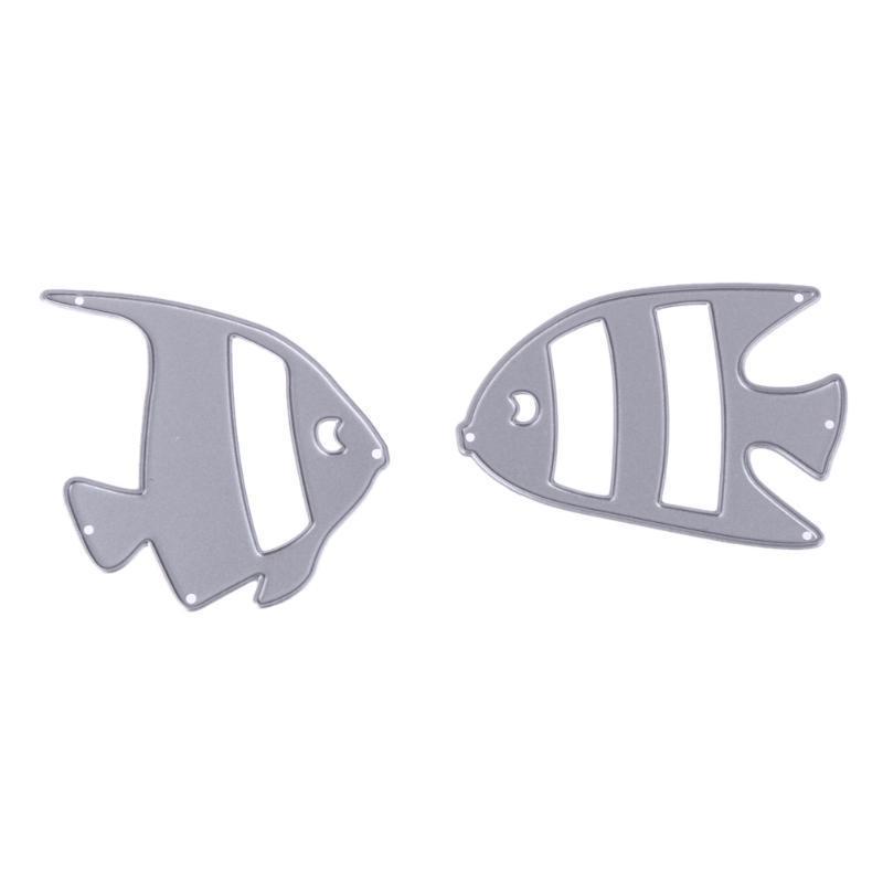 2pcs Fishing Card Decor Metal Cutting Dies for Scrapbooking Embossing Stencils Card Making Craft Decor