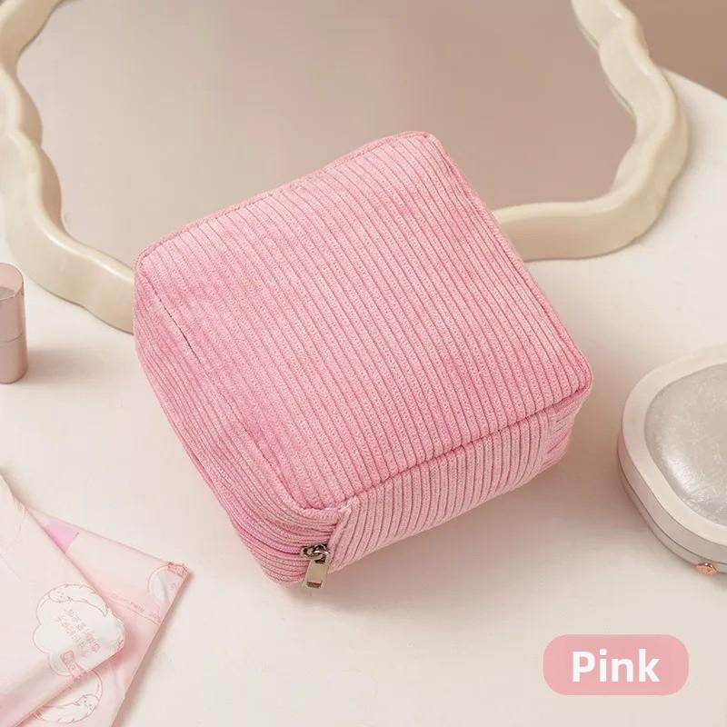 New Simple Makeup Bag Sanitary Napkin Storage Bag High Appearance Solid Color WOMEN'S Large Capacity Portable Travel Storage Bag