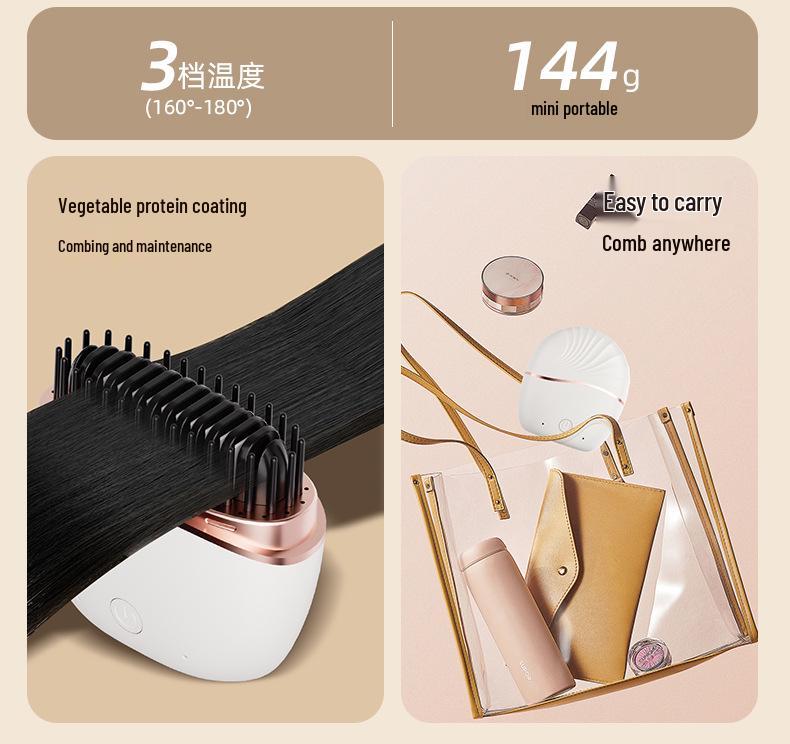 Compact Wireless Straightening & Curling Comb: Stylish, High-Quality Hair Care Tool