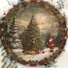Retro Christmas Tin Sign Santa Claus Snow Scene Metal Wall Art 20x20cm