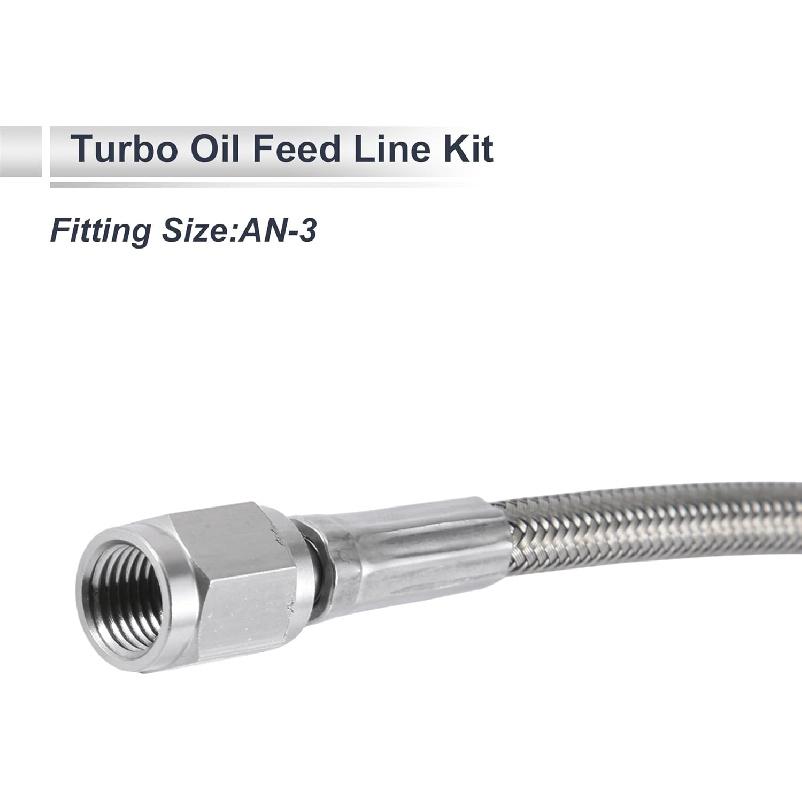 AN-3 Turbo Oil Feed Line Kit 4.16ft Pressure Remote Turbocharger Oil Drain Return Line with Adapter,Wrench 1 Set