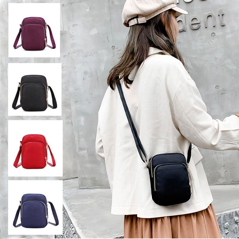 Women's Casual One-shoulder Mobile Phone Bag Lightweight Crossbody Small Bag Waterproof Nylon Coin Purse