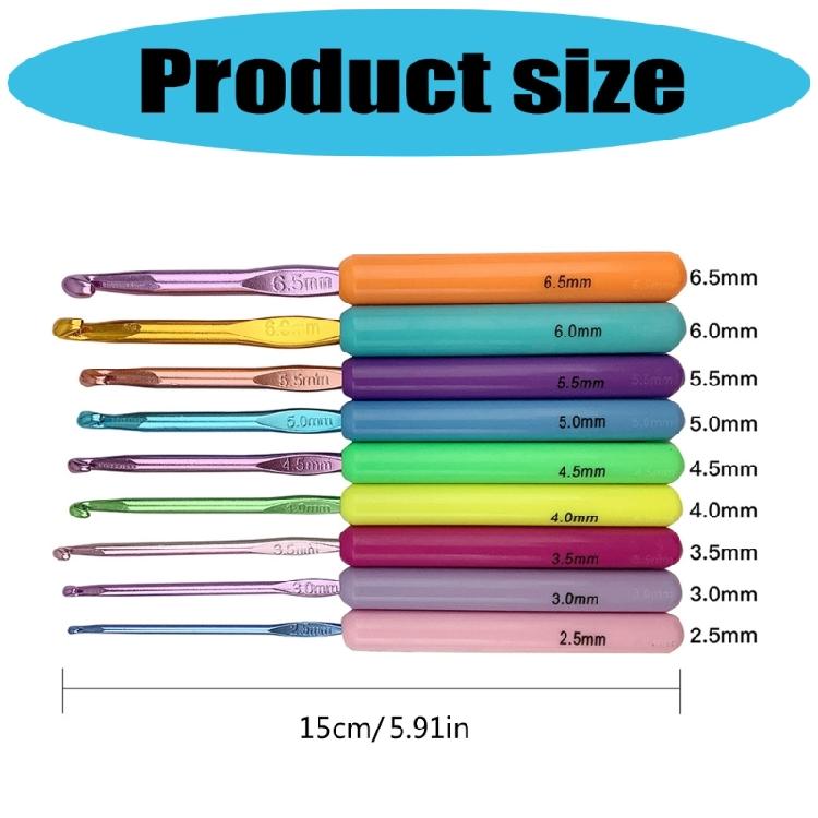 9Pcs Ergonomic Crochet Hook for Beginner Adult Crochet Weaving Crocheting ABS Handle Crochet Hook Needle 2.5mm-6.5mm