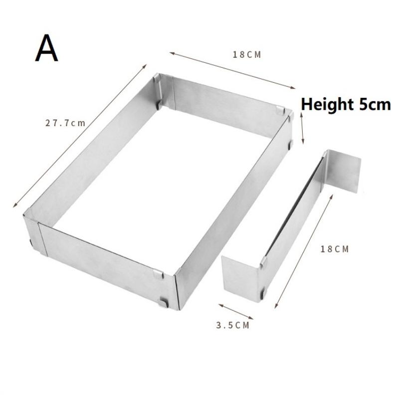 Rectangular Cake Mold Ring, Adjustable Stainless Steel Square Mousse Cake Cutter Baking Mold Pastry Baking Tool A