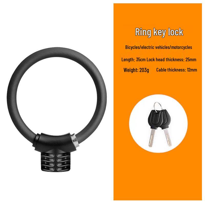 Waterproof Anti-theft Steel Cable Lock for Motorcycles, E-Bikes, and Helmets