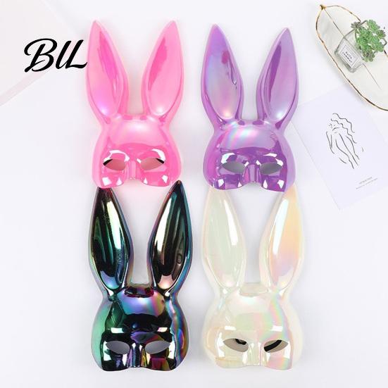 White Rabbit Mask for Masquerade Halloween Bunny Mask, Cosplay Face with Long Creepy Parties Ears, Lightweight Plastic Cushion Party Costume