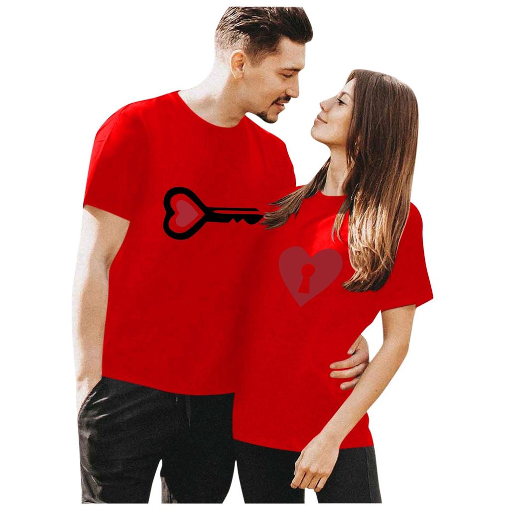 Men's Casual Round Neck Short Sleeve Pullover Valentine's Day Printed T-Shirt
