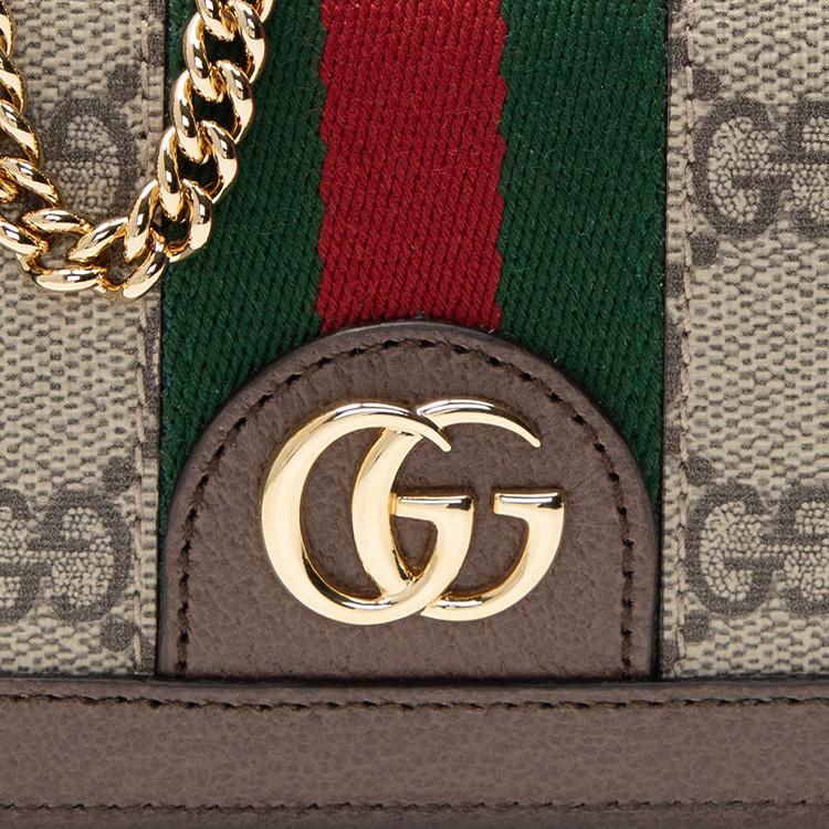 Gucci Ophidia Logo Stripe Web Chain Leather Crossbody Bag Women crossbody bag 625711-96IWG-8745