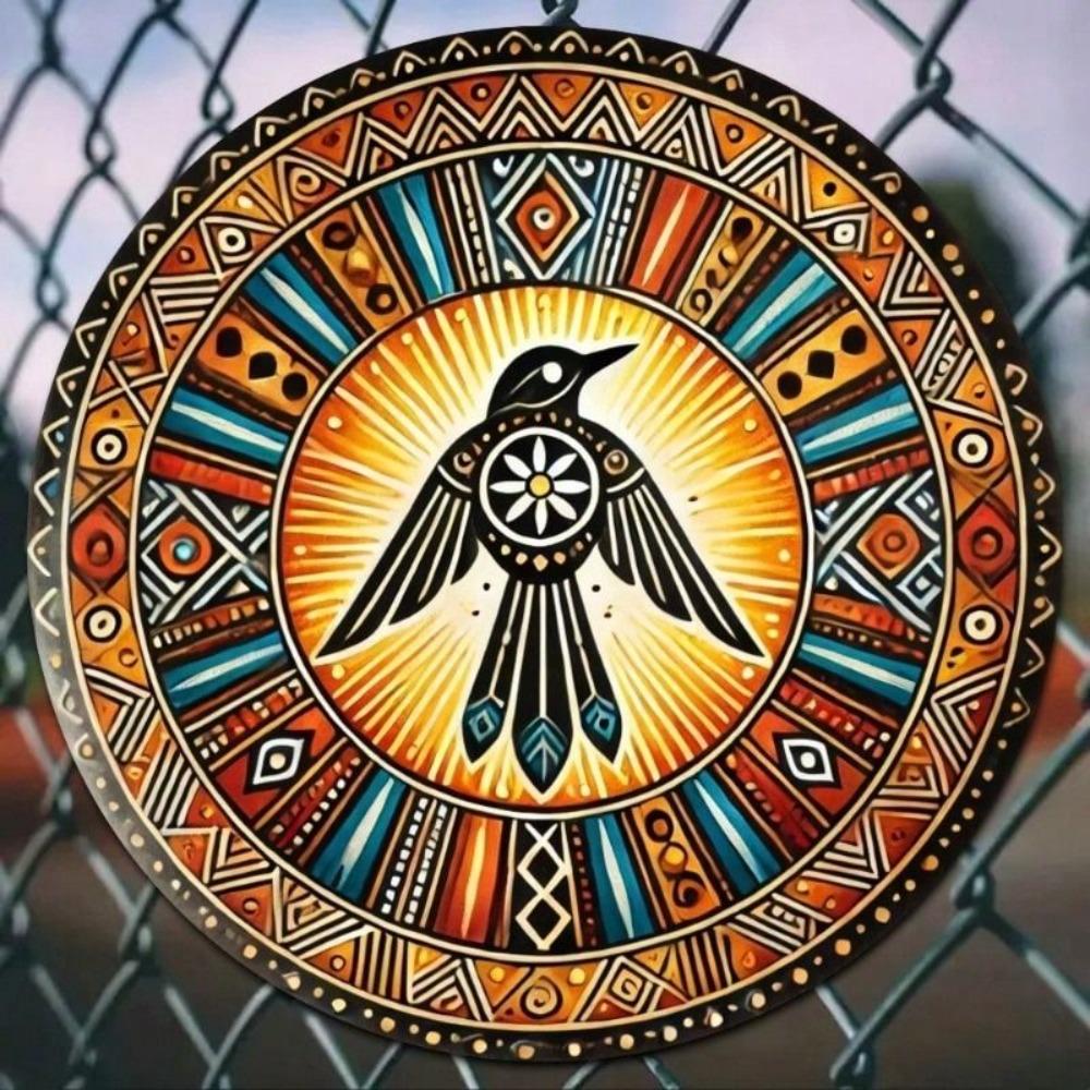 Vintage Round Metal Totem Sign 20x20cm Retro Waterproof Aluminum Wall Decor for Home Club