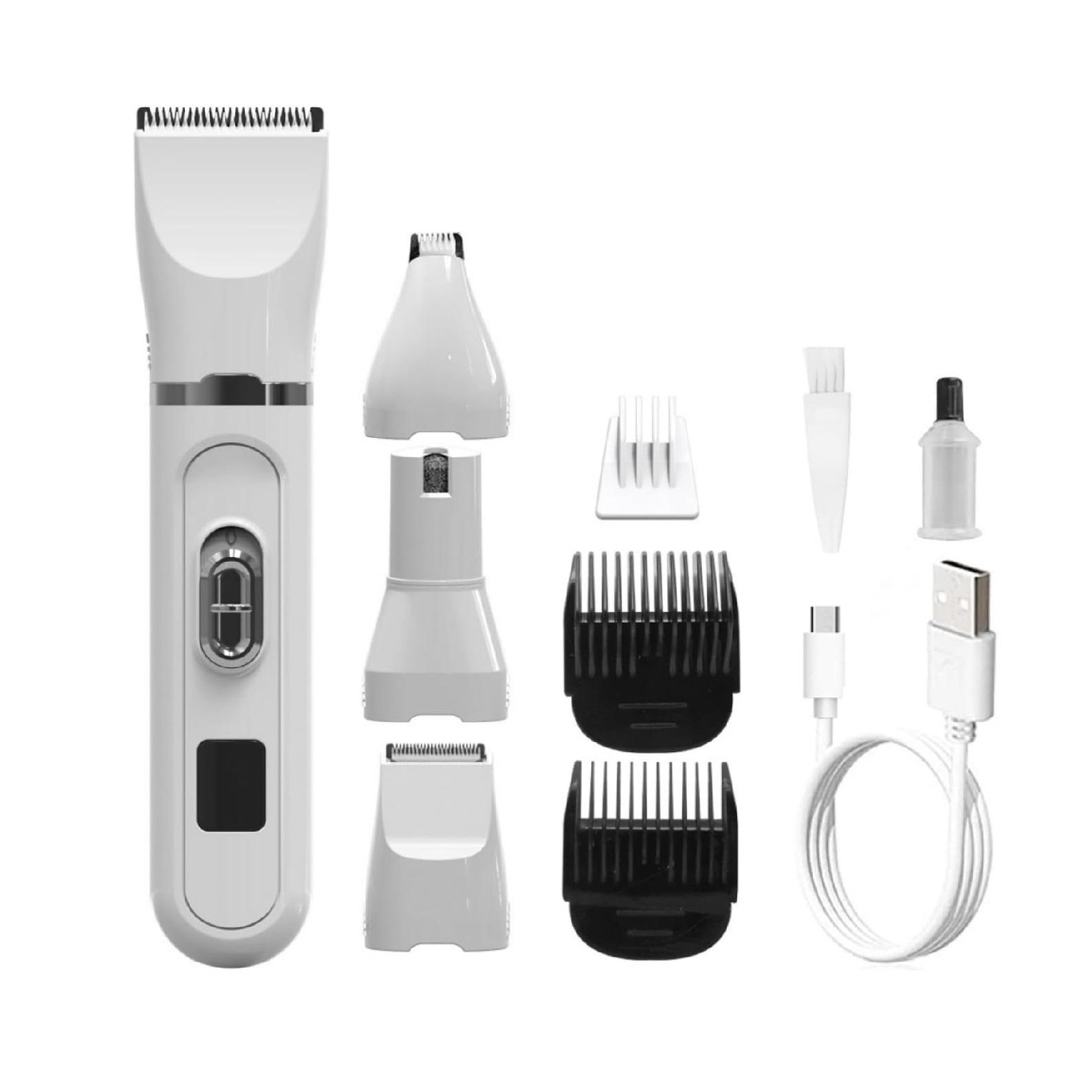

Pet Hair Clipper Grooming Kit 4-In-1 Electric Low Noise Nail Grinder USB Rechargeable Dog Cat Hair Trimmer Pet Grooming Supplies