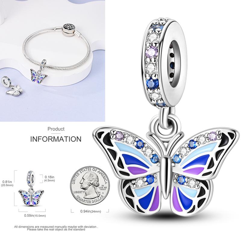 Copper Dragonfly Butterfly Pendant Charms Bead Fit Original Bracelet Bangle Women Jewelry Girl Making Beads