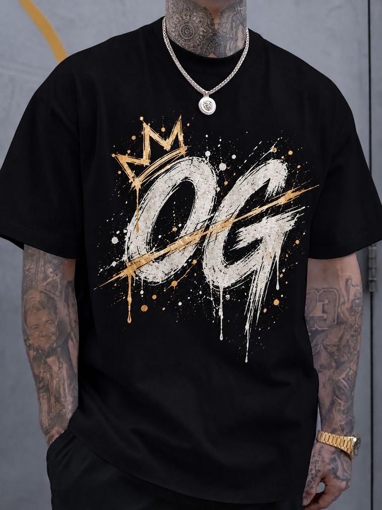 High Quality Soft Black 100% Cotton Bold OG Crown Graphic T-Shirt Sizes S-XXXL Perfect for Retro Style Fan, Vintage Lover, Men's Casual All Day Wear