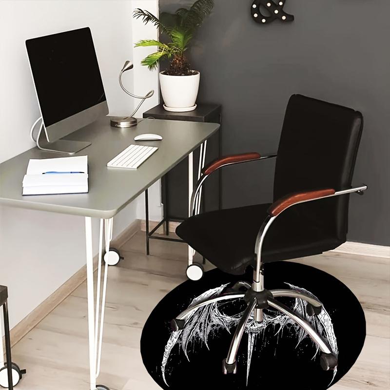 

1pc Office Carpet Chair Mats Gothic Winged Skull with Spear Perfect for Decorating Office Chairs, Living Rooms, Or Bedrooms.YDT135 80cm by 80cm