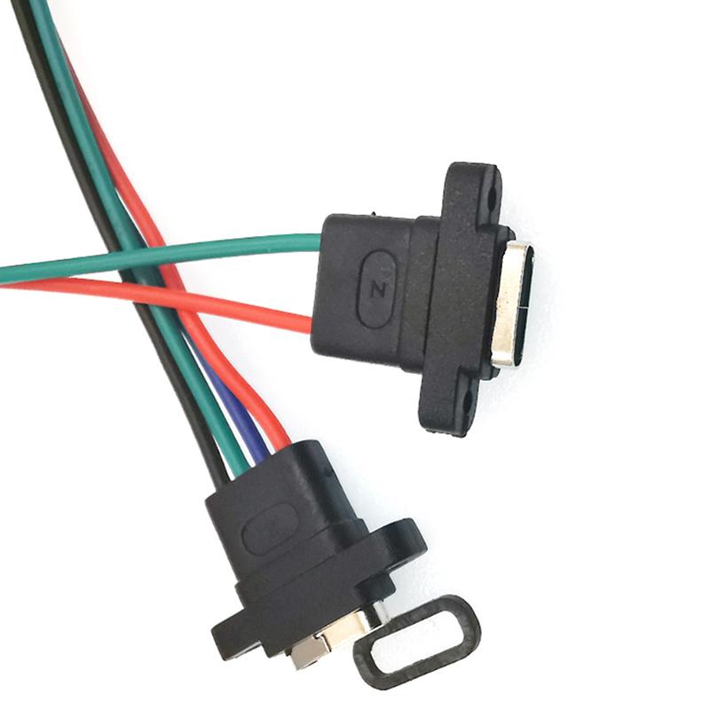 Type-C 2Pin 4Pin Welding Wire Female Waterproof Female Socket Rubber Ring High Current Fast Charging Port