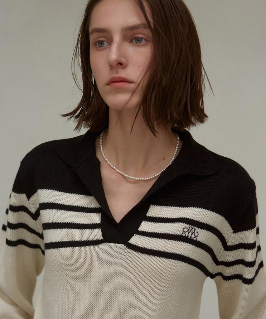 Nigaennikol Classic Open Collar Knit_Black