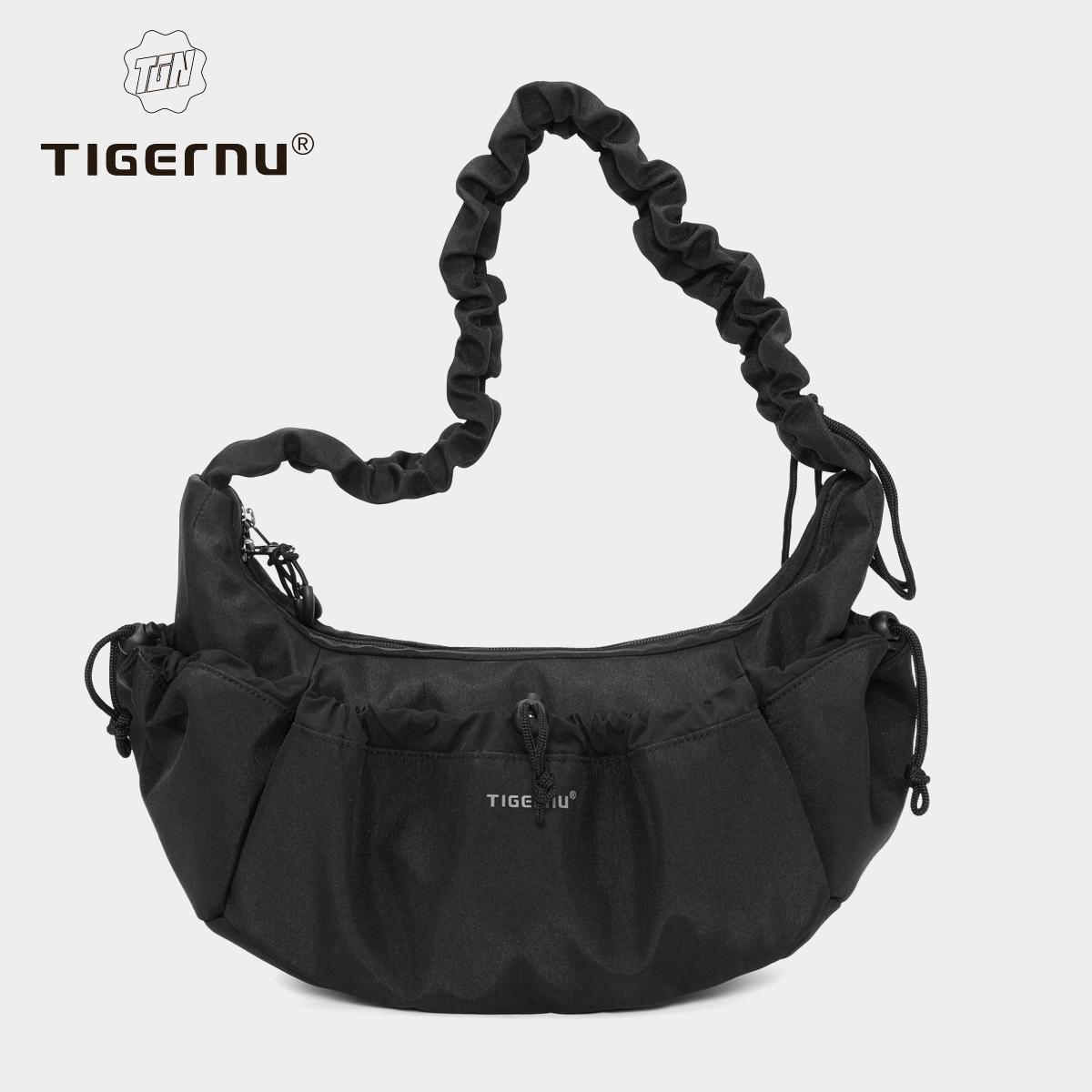 

Tigernu Women Bags Fashion Half-Moon Shoulder Bag Female Underarm Bag Light Wrinkled Drawstring Handbag Women Totes Shoulder Bag чёрный