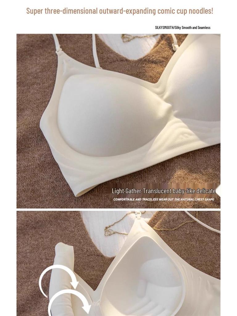 Bezszwowy biustonosz push-up bez pleców dla kobiet z małym biustem, z cienkimi ramiączkami i bezprzewodowymi, usztywnianymi miseczkami