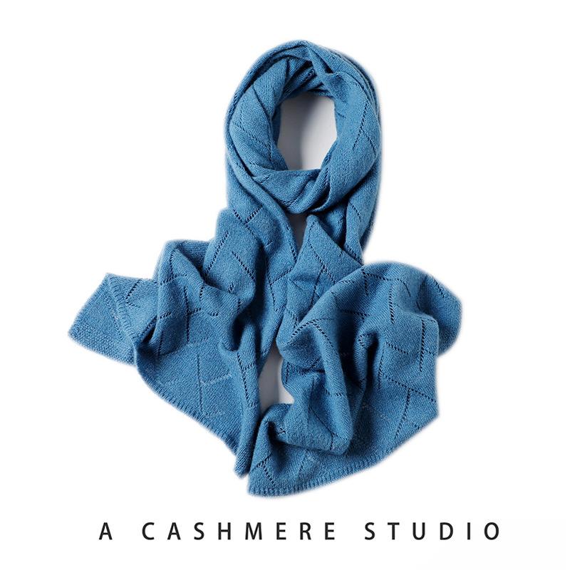 New cashmere scarf, women's short Korean version of autumn and winter warm neck protection knitted versatile hollow scarf