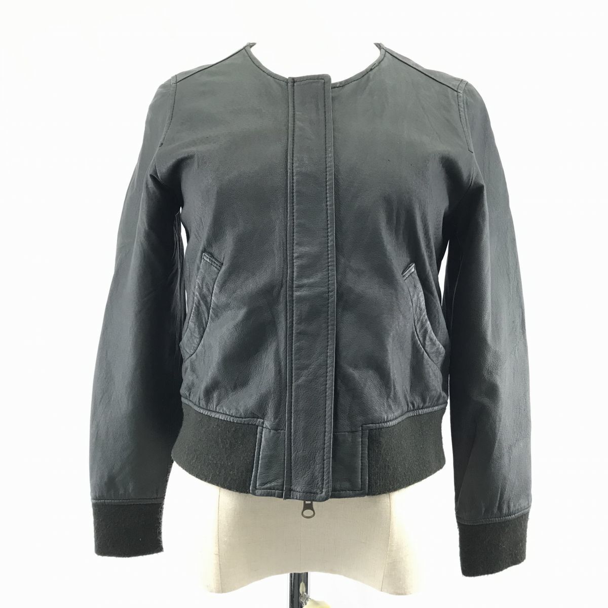 

LAXMI / Genuine Leather Single Riders Jacket [38 / Women s M / Black] Pigskin / Full Zip / Hidden Placket(USED)