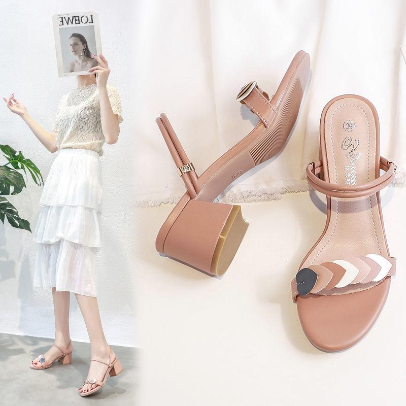 Модные сандалии для женщин на каблуках летние новые 2024 сандалии из натуральной кожи — фото 4