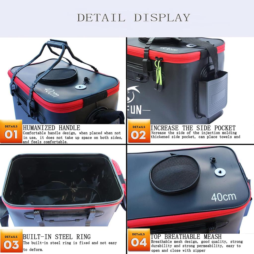 Fishing Bucket, Foldable Fish Bucket,Live Fish Container Multi-Functional Live Fish Bait Bucket,Outdoor Camping EVA Fishing Bag