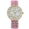 Fashion Flowers Printed Women Watch Luxury Elastic Strap Arabic Quartz Watches Reloj Mujer Girls Clock (Without Box)montre Femme