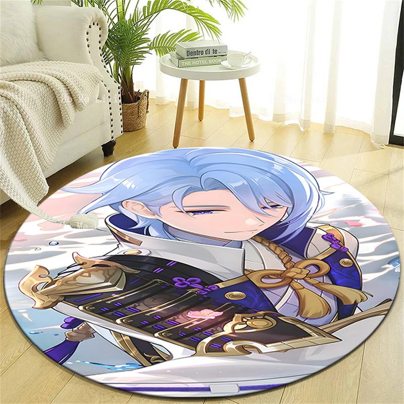 1pc Genshin Impact1 Design Printed Area Round Carpet for Bedroom Living Room Home Decor Rugs Mat Non Slip Mat Rug for Bedside