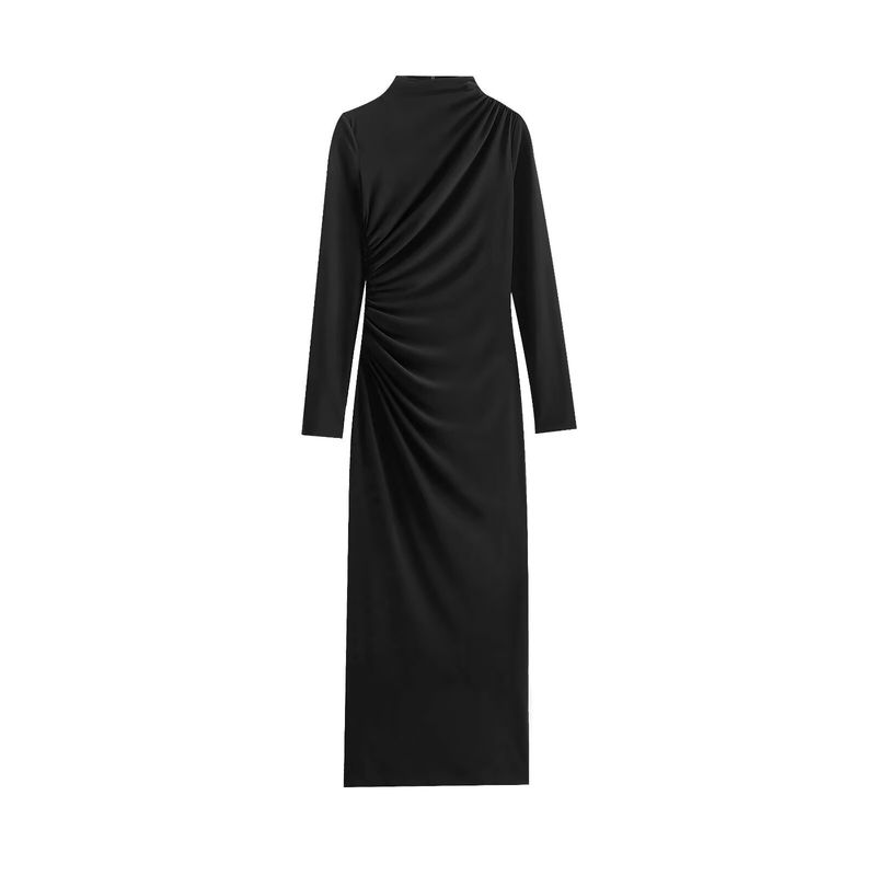 Fashion Wind Winter New Women's Clothing Silm Easiest for Match Ruched Decoration Midi Skirt Dress 4661301 529
