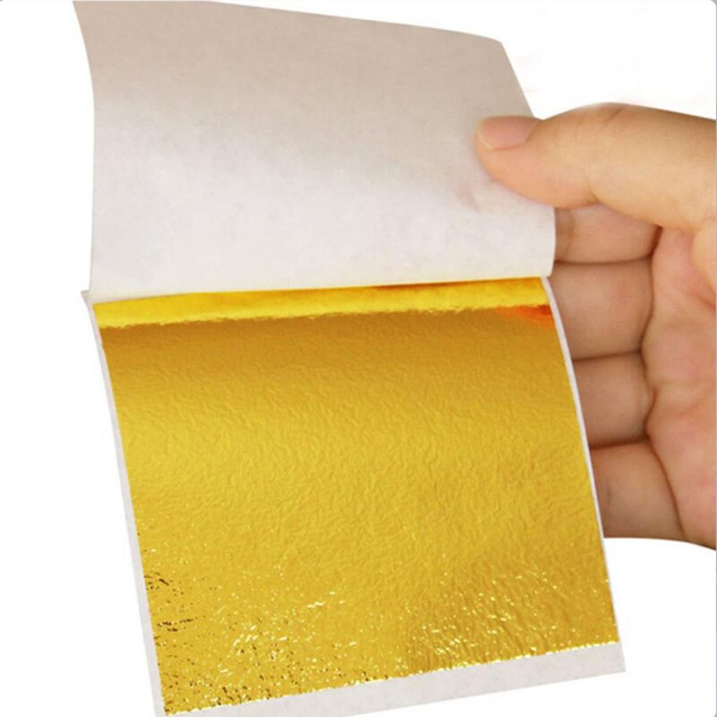 200pcs Gold Foil Leaf Paper Sheets Durable Anti-Crack Gold Foil Sheets for Nails Face Eyes Hair