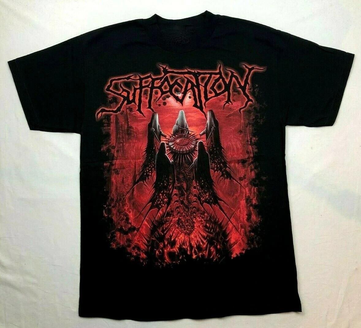 Vtg Suffocation Music Band Heavy Cotton Black Full Size Uniex Shirt MM176 S разноцветный