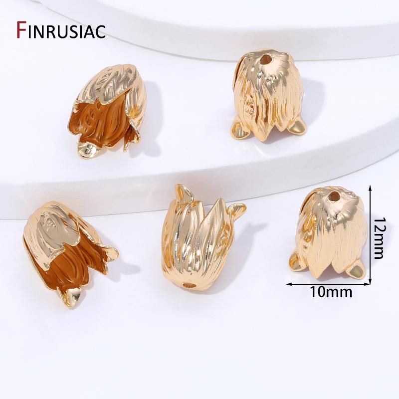 

14K Gold Plated Brass Flower Beads End Caps For Jewelry Making,Caps For Beads,DIY Tassel Earrings Making Accessories Supplies 2 pieces