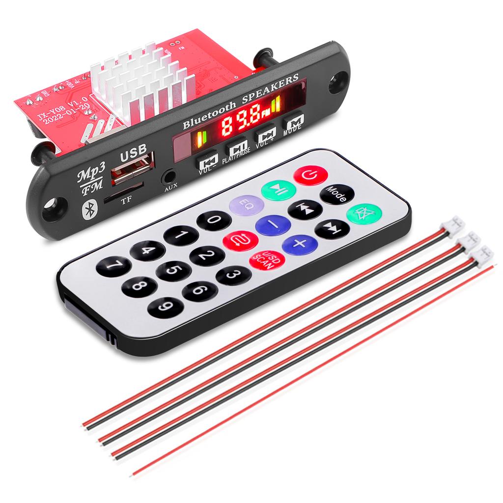 2*60W Amplifier Car Radio Module Bluetooth 5.0 Mp3 Wav Decoder Board 12V 24V Wireless USB Music Player TF Card Slot FM with Mic