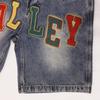 Trendige Vintage Herren-Jeansshorts, Oversize Street Style 3D-Aufnäher-Stickerei Knielange Shorts