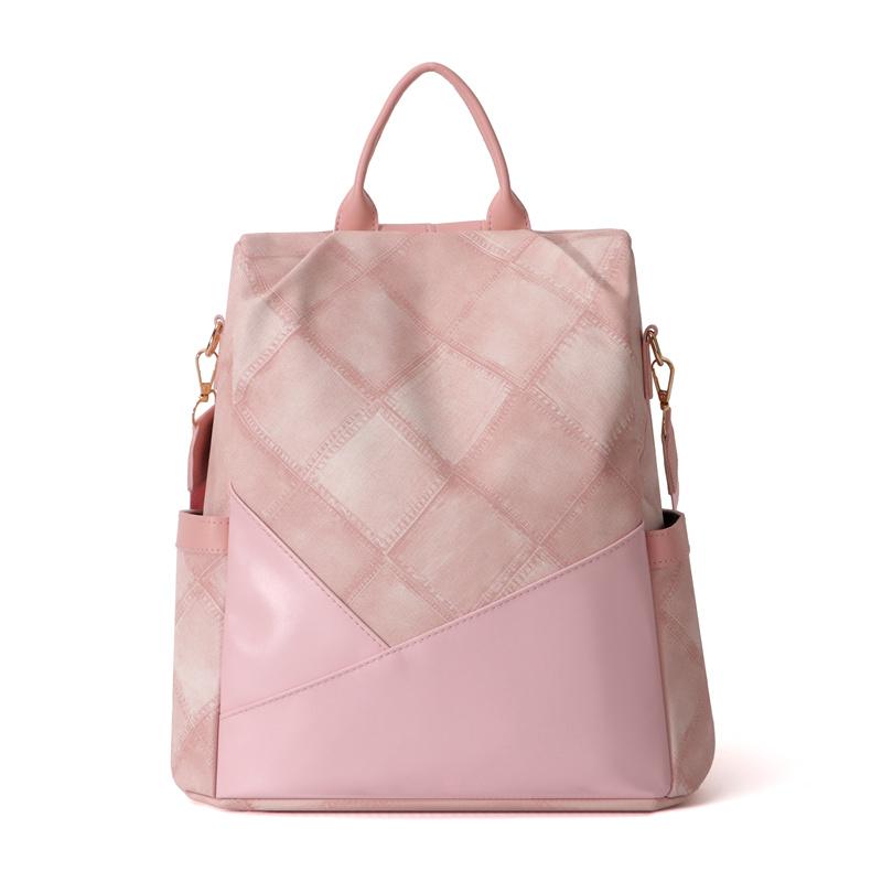 Ромбовидный женский мягкий кожаный рюкзак с большой вместимостью — фото 11