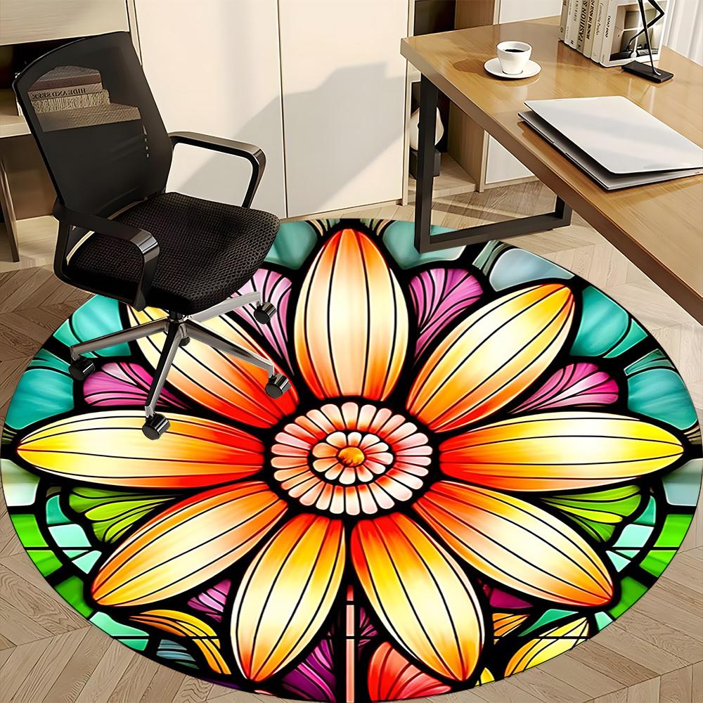 1pc Stained Glass Flower Chair Carpet for Office - Durable, Ideal for Chair Mats, Stylish & Functional Decorative Rug yy260130032