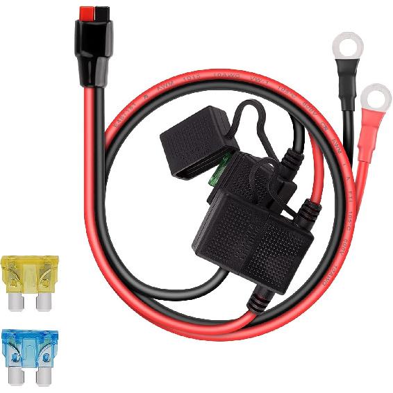 iGreely Dual Positive/Negative ATC Style Fuse Holder 10AWG Wire with Ring Terminals and 45A Connectors for Automotive 1.2M 4Ft