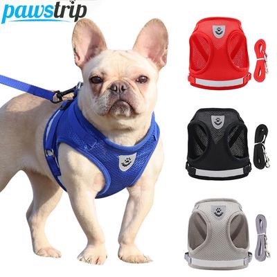 Pet Dog Harness Leash Set Adjustable Pet Harness Vest for Small Dogs Reflective Puppy Harness French Bulldog Walking Lead Leash