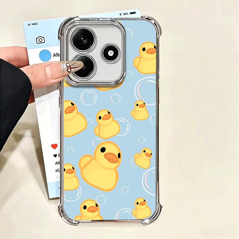 Funny Cute Cartoon Duck Plating Phone Case For Xiaomi Poco X5 X6 X7 X8 Pro Max F8 Ultra F7 M8 M7 M5S Redmi 15C 15 14C 13C 13 X3