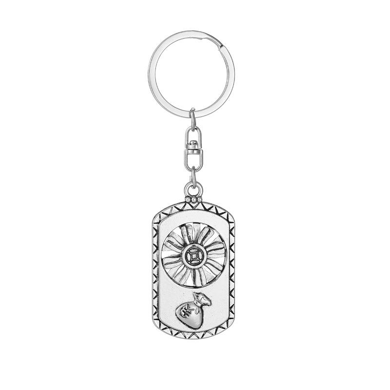 

Rotating Sunflower Square Stainless Steel Keychain Creative Fan Design Fashion Car Pendant Practical Lucky Gift